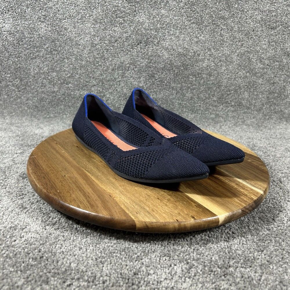 Rothy’s The Point Maritime Women’s 8 Navy Blue Lattice Stitch Pointed Toe Flats